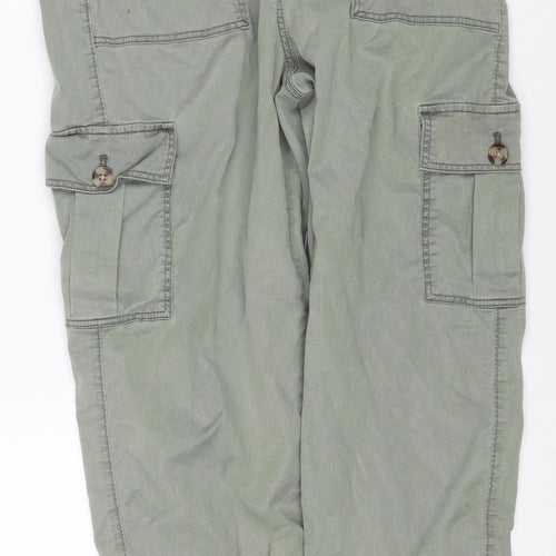 Marks & Spencer Women Green UK 8 Regular Cargo Tapered Trousers