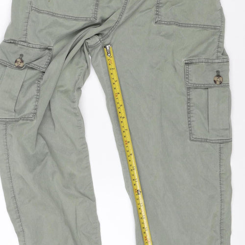 Marks & Spencer Women Green UK 8 Regular Cargo Tapered Trousers