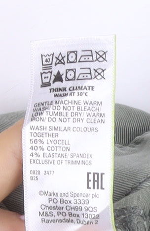 Marks & Spencer Women Green UK 8 Regular Cargo Tapered Trousers