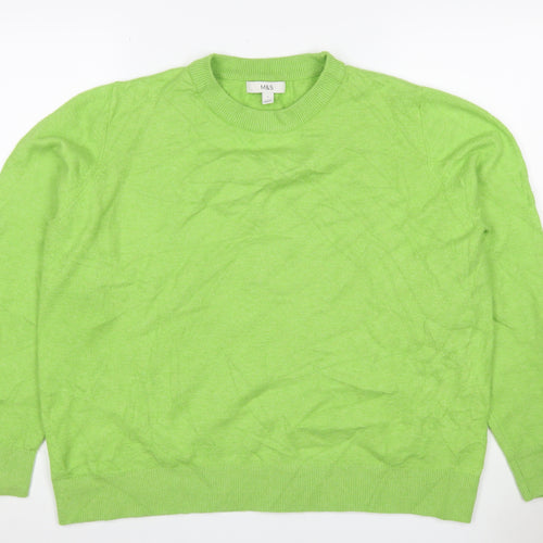 Marks and Spencer Women Green L Cashmere Crew Neck Pullover Jumper