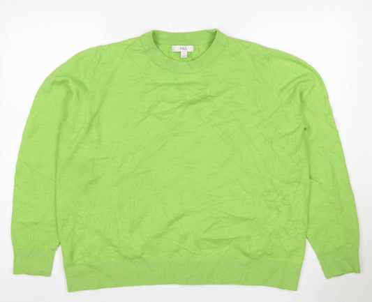 Marks and Spencer Women Green L Cashmere Crew Neck Pullover Jumper