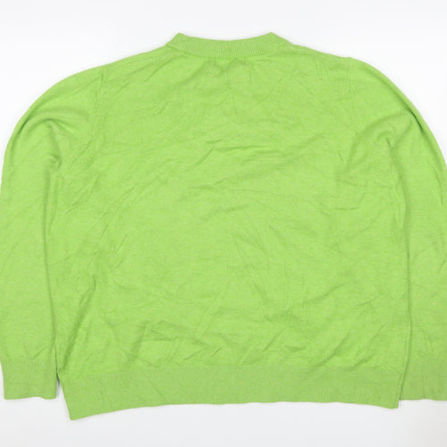 Marks and Spencer Women Green L Cashmere Crew Neck Pullover Jumper