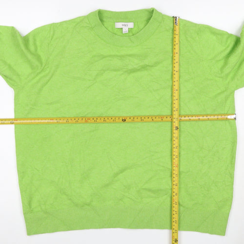Marks and Spencer Women Green L Cashmere Crew Neck Pullover Jumper