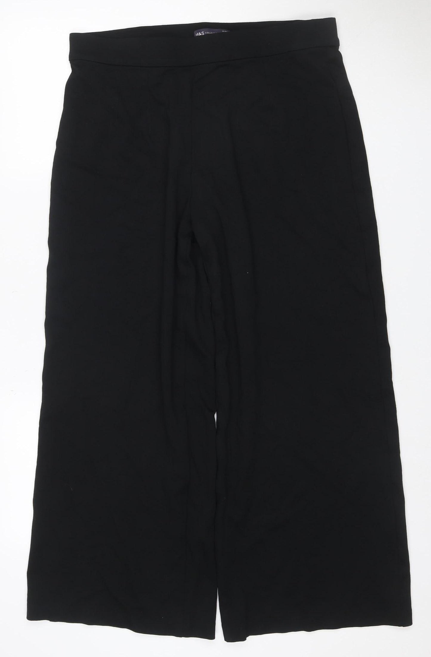 Marks and Spencer Women Black Size 16 Short Straight Leg Trousers