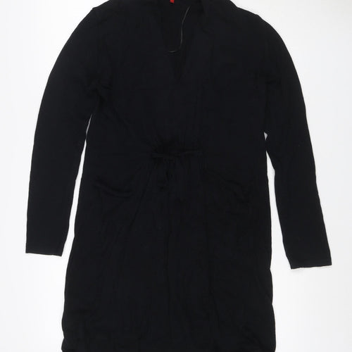 Miss Captain Women Black UK 12 Hooded Long Sleeve Jumper Dress