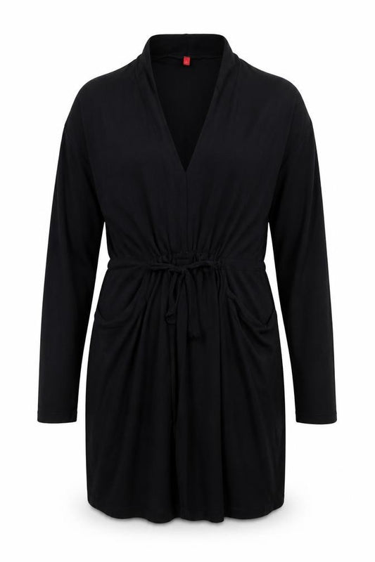 Front view of Miss Captain Women Black UK 12 Hooded Long Sleeve Jumper Dress