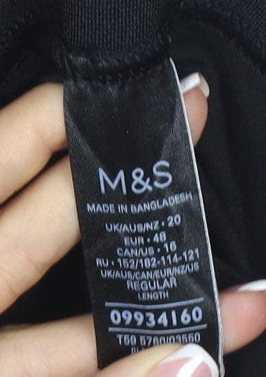 Marks & Spencer Women's Black UK 20 Regular Straight Stretch Trousers