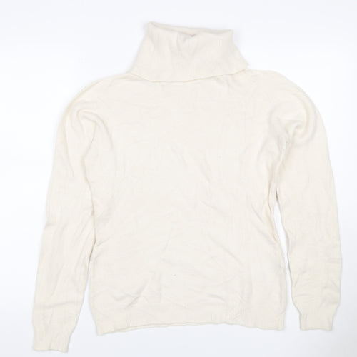 Alma en Pena Women’s Ivory S Roll Neck Fine Knit Slim Pullover Jumper