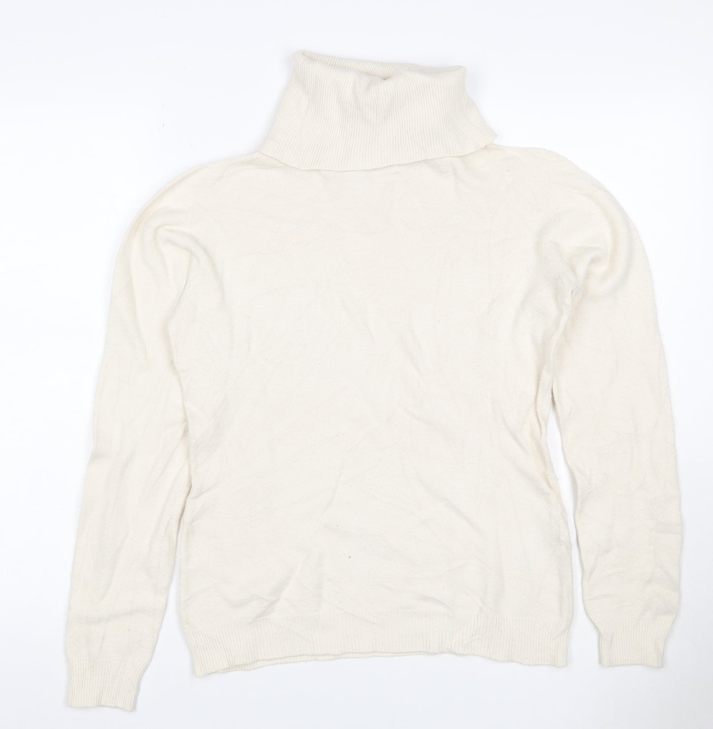 Alma en Pena Women’s Ivory S Roll Neck Fine Knit Slim Pullover Jumper