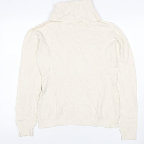 Alma en Pena Women’s Ivory S Roll Neck Fine Knit Slim Pullover Jumper