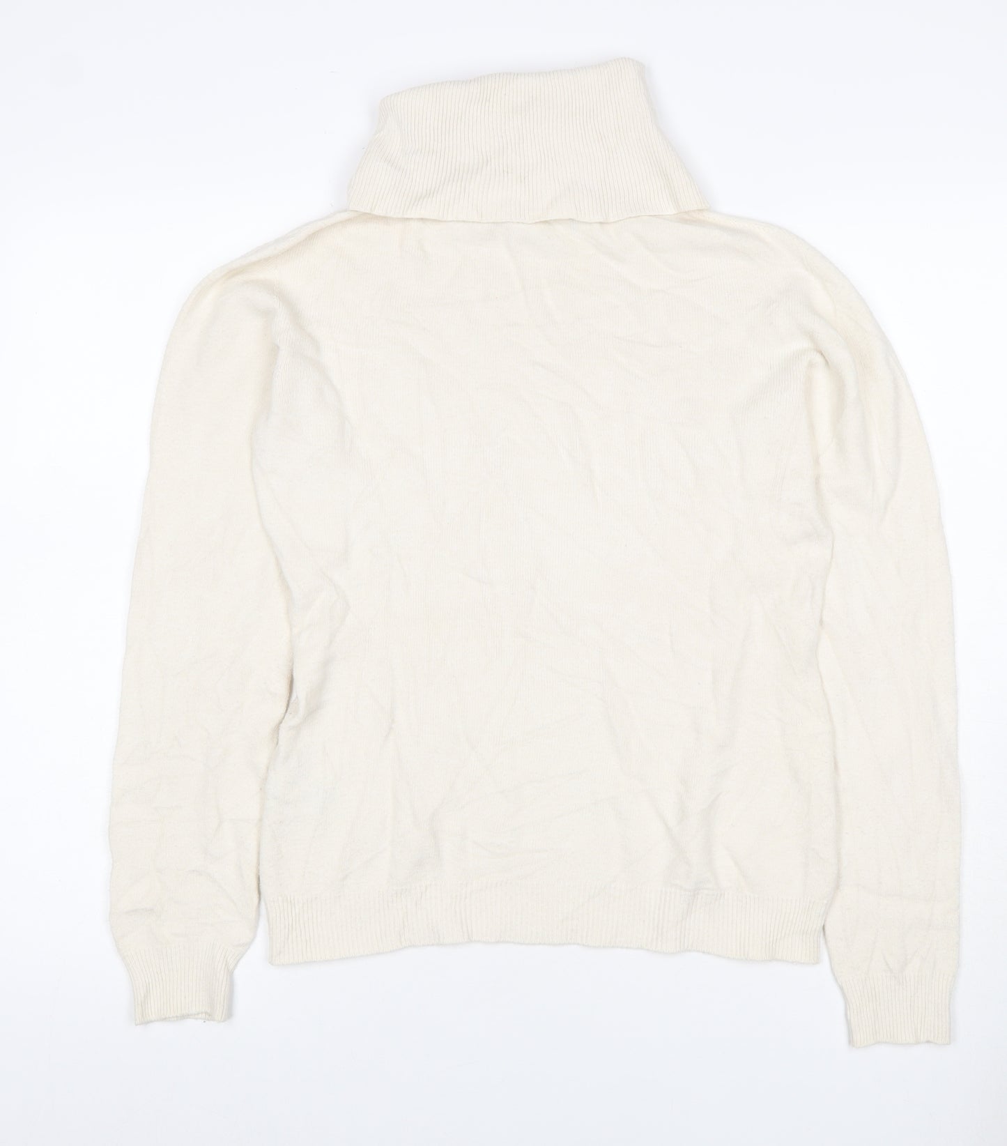 Alma en Pena Women’s Ivory S Roll Neck Fine Knit Slim Pullover Jumper