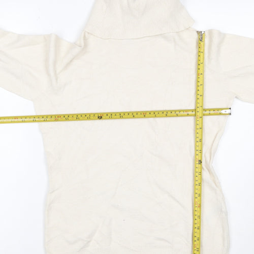 Alma en Pena Women’s Ivory S Roll Neck Fine Knit Slim Pullover Jumper