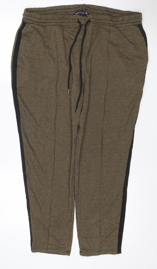 Marks and Spencer Women’s Brown Size 20 Regular Houndstooth Jogger Trousers