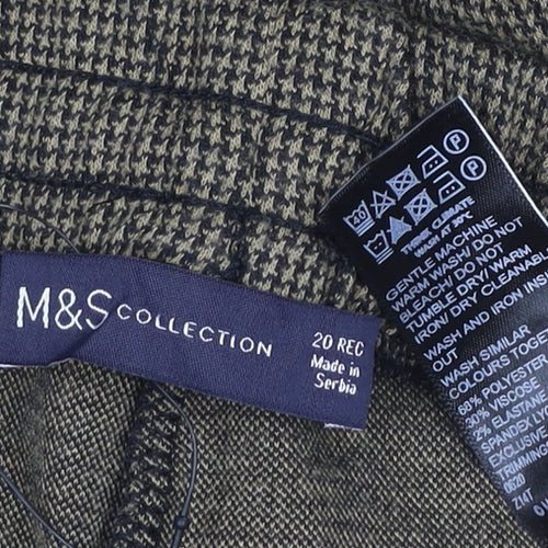 Marks and Spencer Women’s Brown Size 20 Regular Houndstooth Jogger Trousers