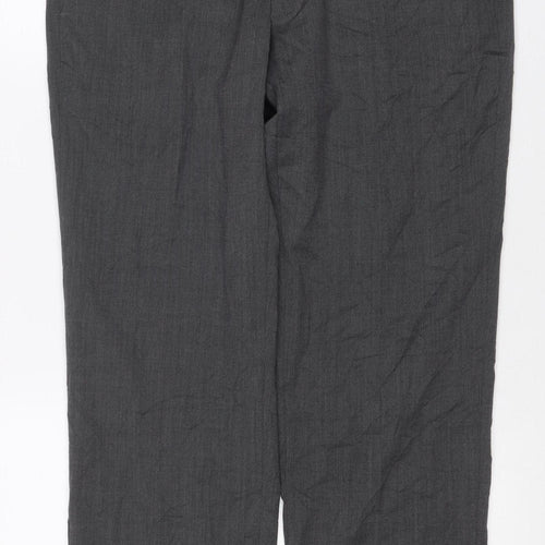 Marks and Spencer Men's Grey 34S Regular Wool Blend Dress Trousers