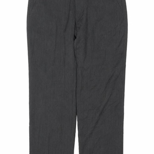 Marks and Spencer Men's Grey 34S Regular Wool Blend Dress Trousers