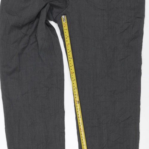 Marks and Spencer Men's Grey 34S Regular Wool Blend Dress Trousers