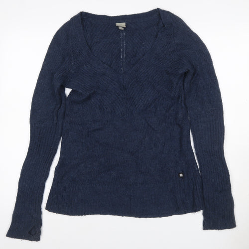 Bench Women’s Blue UK 8 Cable Knit V-Neck Alpaca Blend Jumper