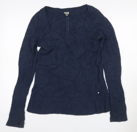 Bench Women’s Blue UK 8 Cable Knit V-Neck Alpaca Blend Jumper