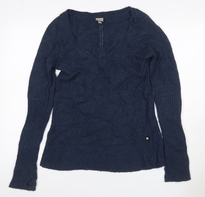 Bench Women’s Blue UK 8 Cable Knit V-Neck Alpaca Blend Jumper
