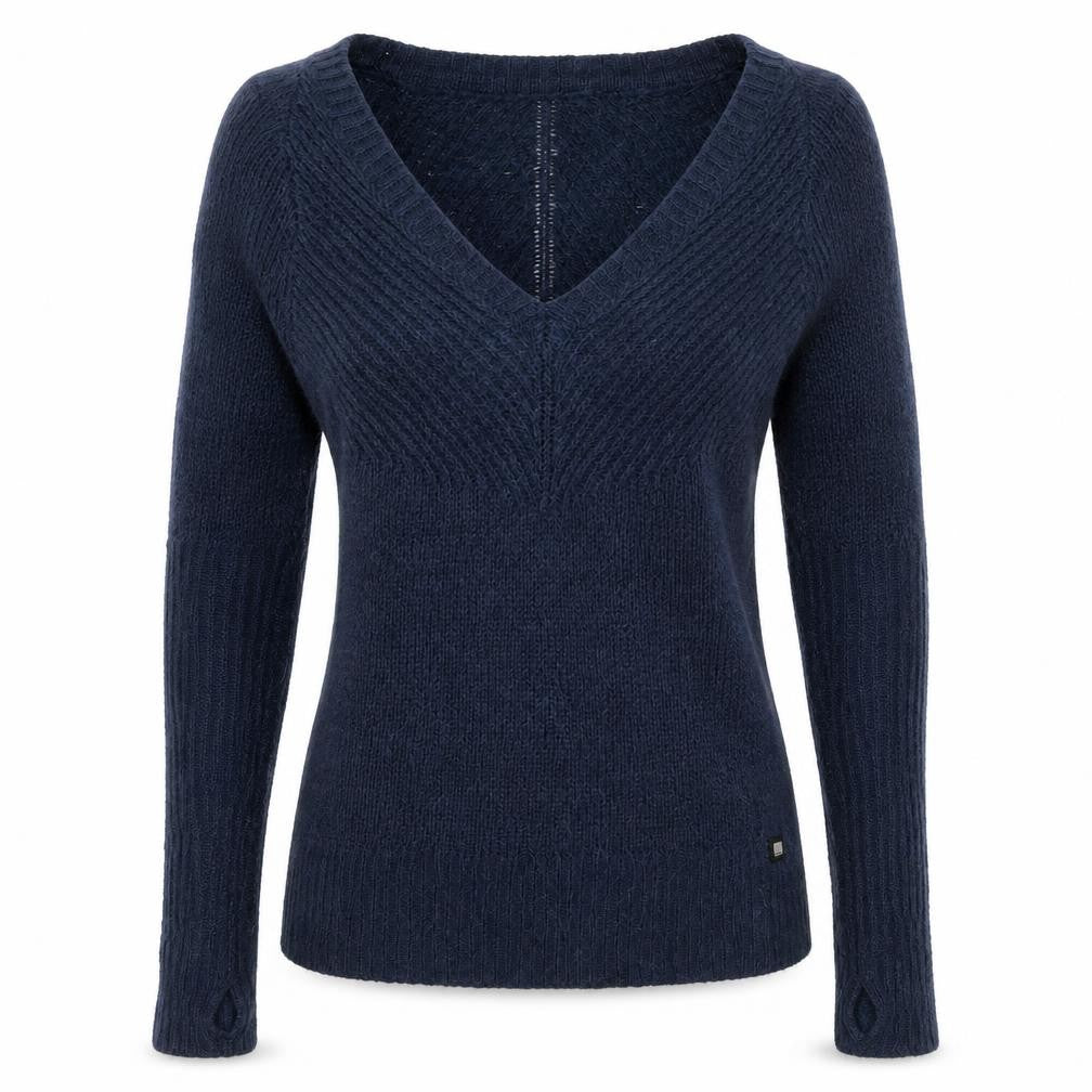Bench Women’s Blue UK 8 Cable Knit V-Neck Alpaca Blend Jumper