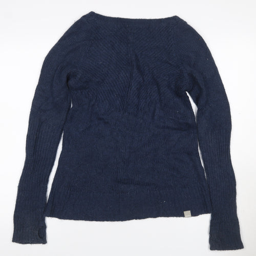 Bench Women’s Blue UK 8 Cable Knit V-Neck Alpaca Blend Jumper