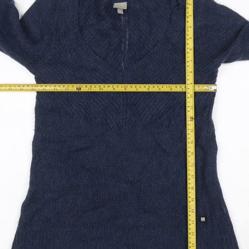 Bench Women’s Blue UK 8 Cable Knit V-Neck Alpaca Blend Jumper