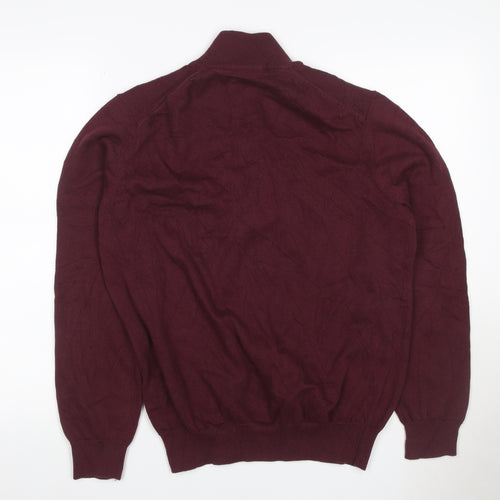Crew Clothing Company Men’s Red L 1/4 Zip Cotton Knit Jumper