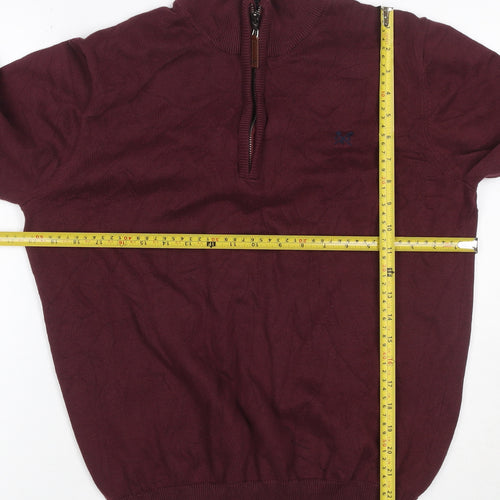 Crew Clothing Company Men’s Red L 1/4 Zip Cotton Knit Jumper