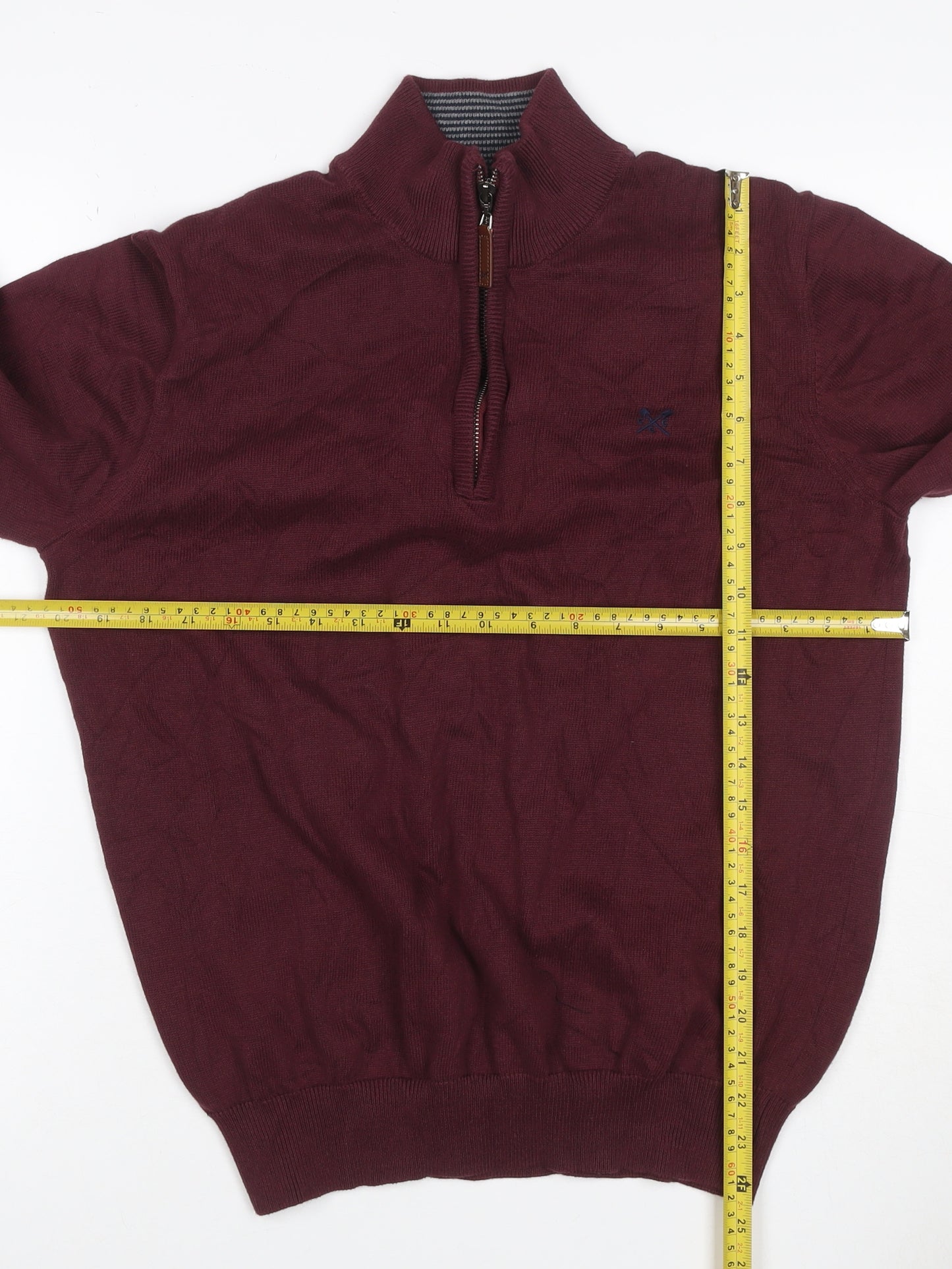Crew Clothing Company Men’s Red L 1/4 Zip Cotton Knit Jumper