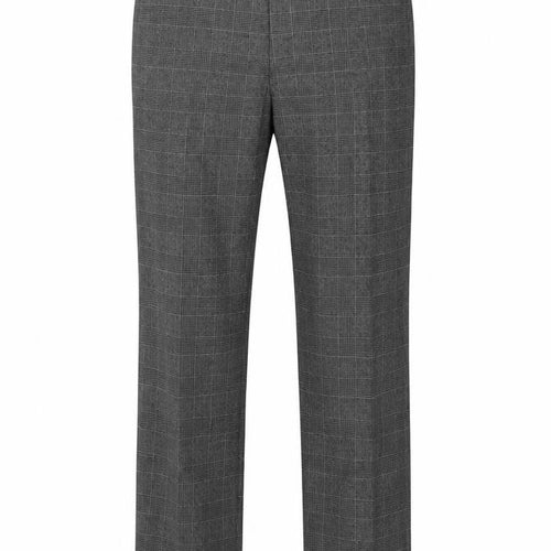 Marks and Spencer Men Grey 32 Regular Check Flat Front Dress Trousers