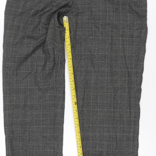 Marks and Spencer Men Grey 32 Regular Check Flat Front Dress Trousers