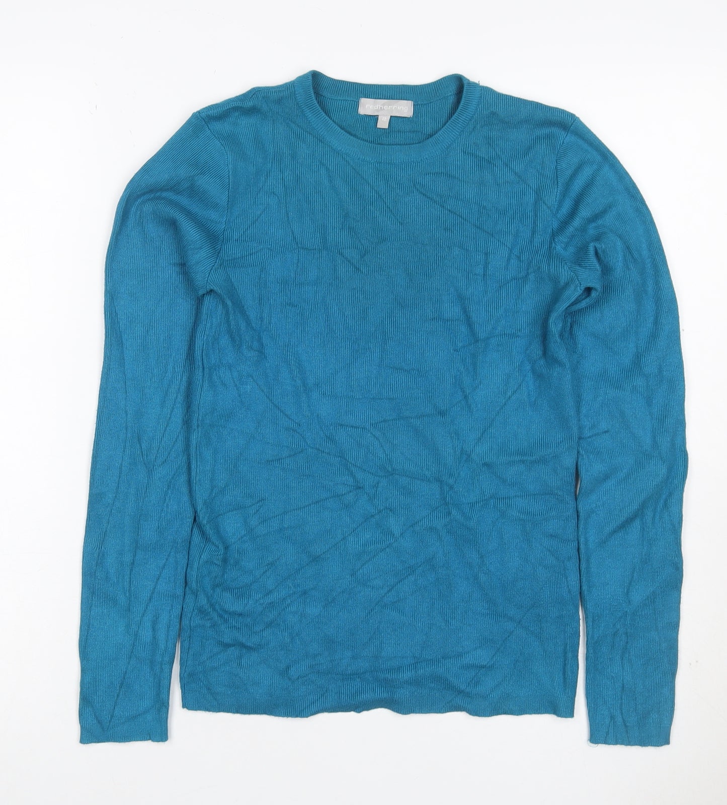Red Herring Women’s Blue Cashmere Crew Neck Jumper UK 12 Long Sleeve