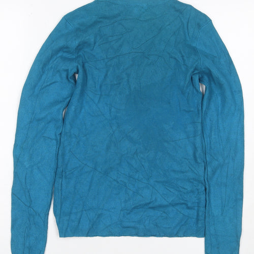 Red Herring Women’s Blue Cashmere Crew Neck Jumper UK 12 Long Sleeve