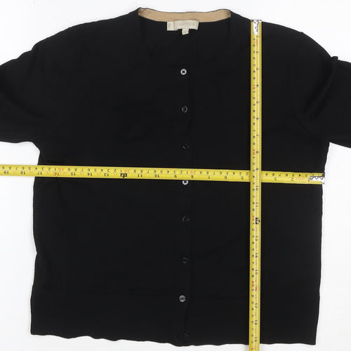 Hobbs Women Black M Merino Wool Button Round Neck Cardigan