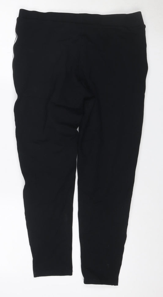 M&S Women’s Black Side Stripe Wide-Leg Stretch Trousers UK 14