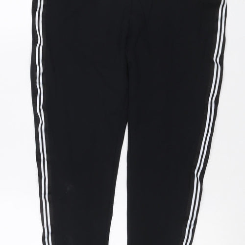 M&S Women’s Black Side Stripe Wide-Leg Stretch Trousers UK 14
