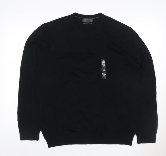 Marks & Spencer Men's Black XL Extra Fine Merino Wool Crew Neck Jumper