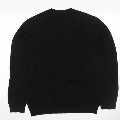 Marks & Spencer Men's Black XL Extra Fine Merino Wool Crew Neck Jumper