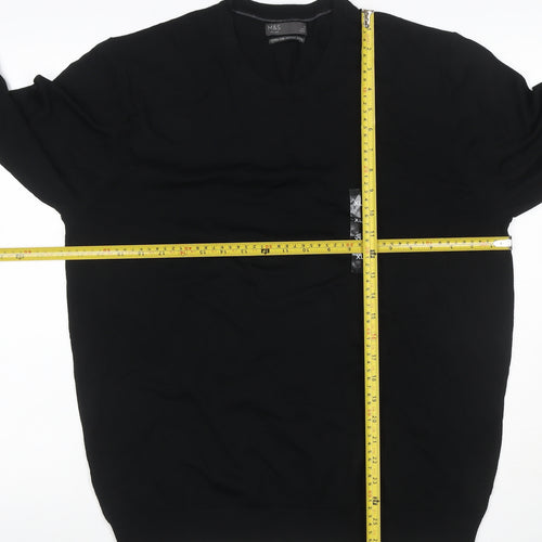 Marks & Spencer Men's Black XL Extra Fine Merino Wool Crew Neck Jumper
