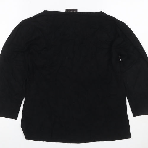 Principles Women’s Black Size 16 Knit Scoop Neck 3/4 Sleeve Top