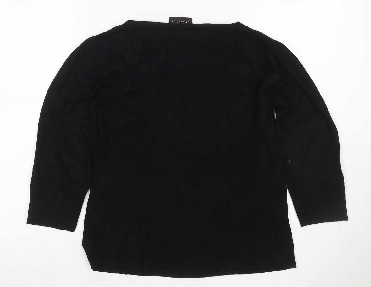 Principles Women’s Black Size 16 Knit Scoop Neck 3/4 Sleeve Top