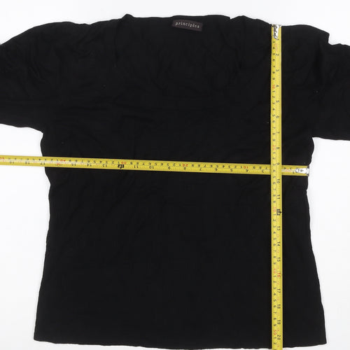 Principles Women’s Black Size 16 Knit Scoop Neck 3/4 Sleeve Top
