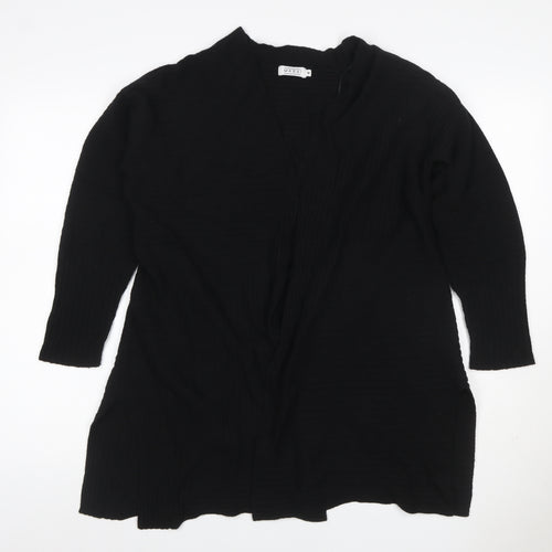 Masai Women’s Black M Wrap Cardigan V-Neck Viscose Wool Knit