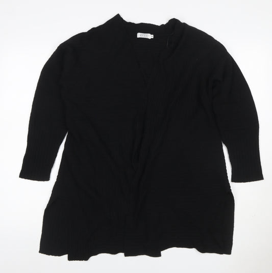 Masai Women’s Black M Wrap Cardigan V-Neck Viscose Wool Knit