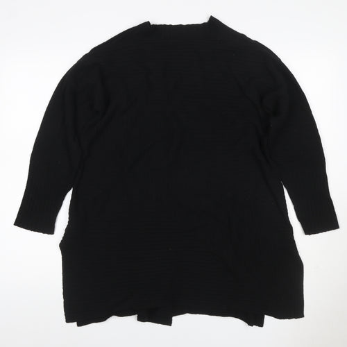 Masai Women’s Black M Wrap Cardigan V-Neck Viscose Wool Knit