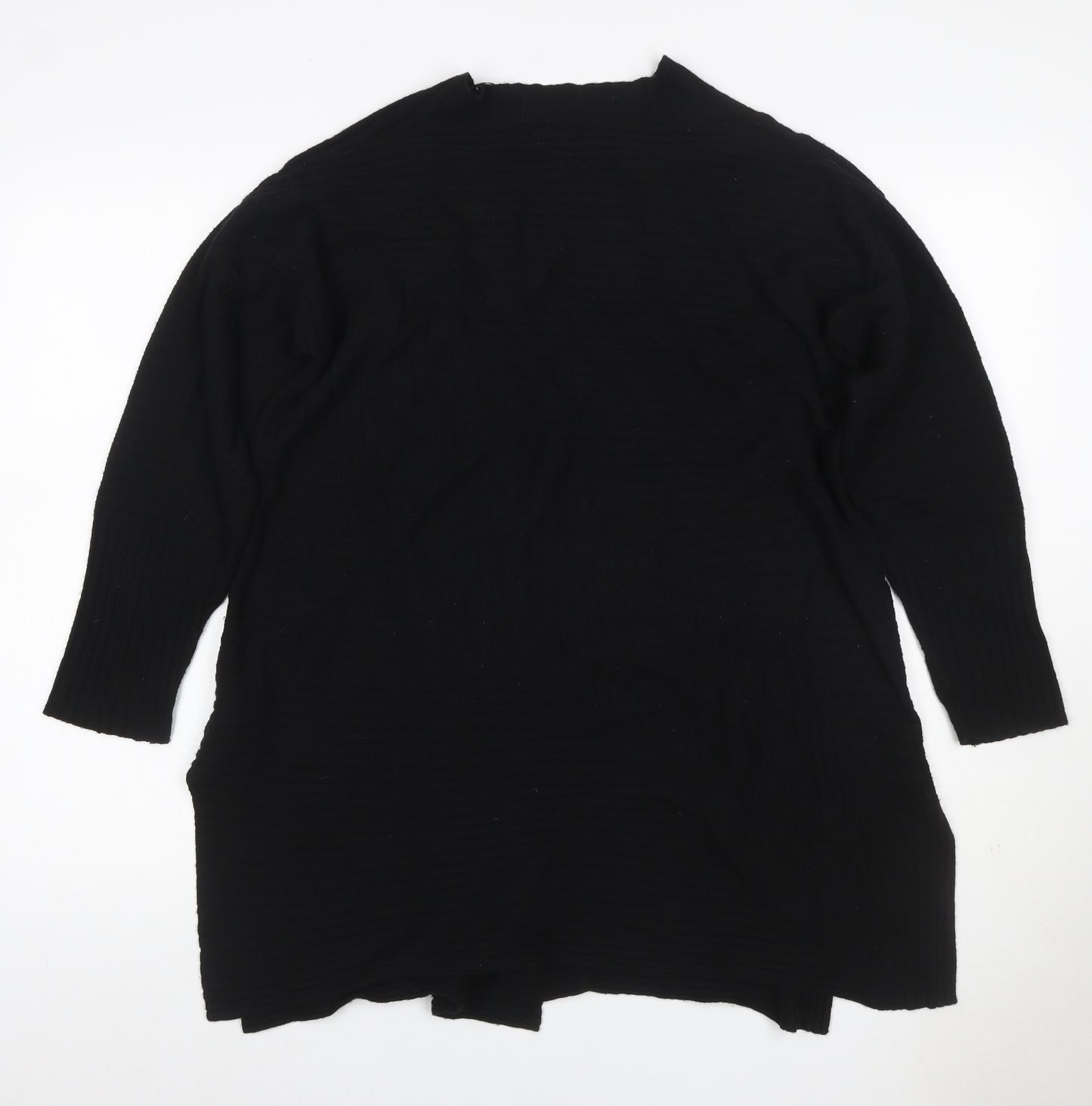 Masai Women’s Black M Wrap Cardigan V-Neck Viscose Wool Knit