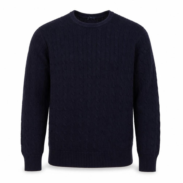 Gap Men's Blue XL Cable-Knit Cotton Crew Neck Pullover Jumper