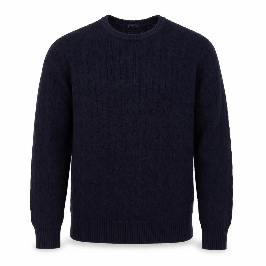Gap Men's Blue XL Cable-Knit Cotton Crew Neck Pullover Jumper