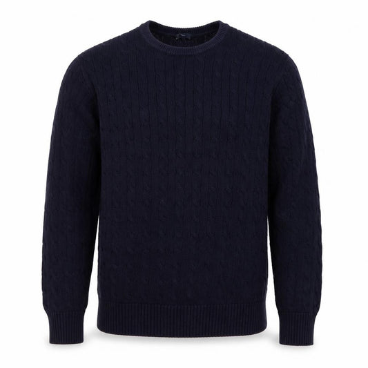 Gap Men's Blue XL Cable-Knit Cotton Crew Neck Pullover Jumper